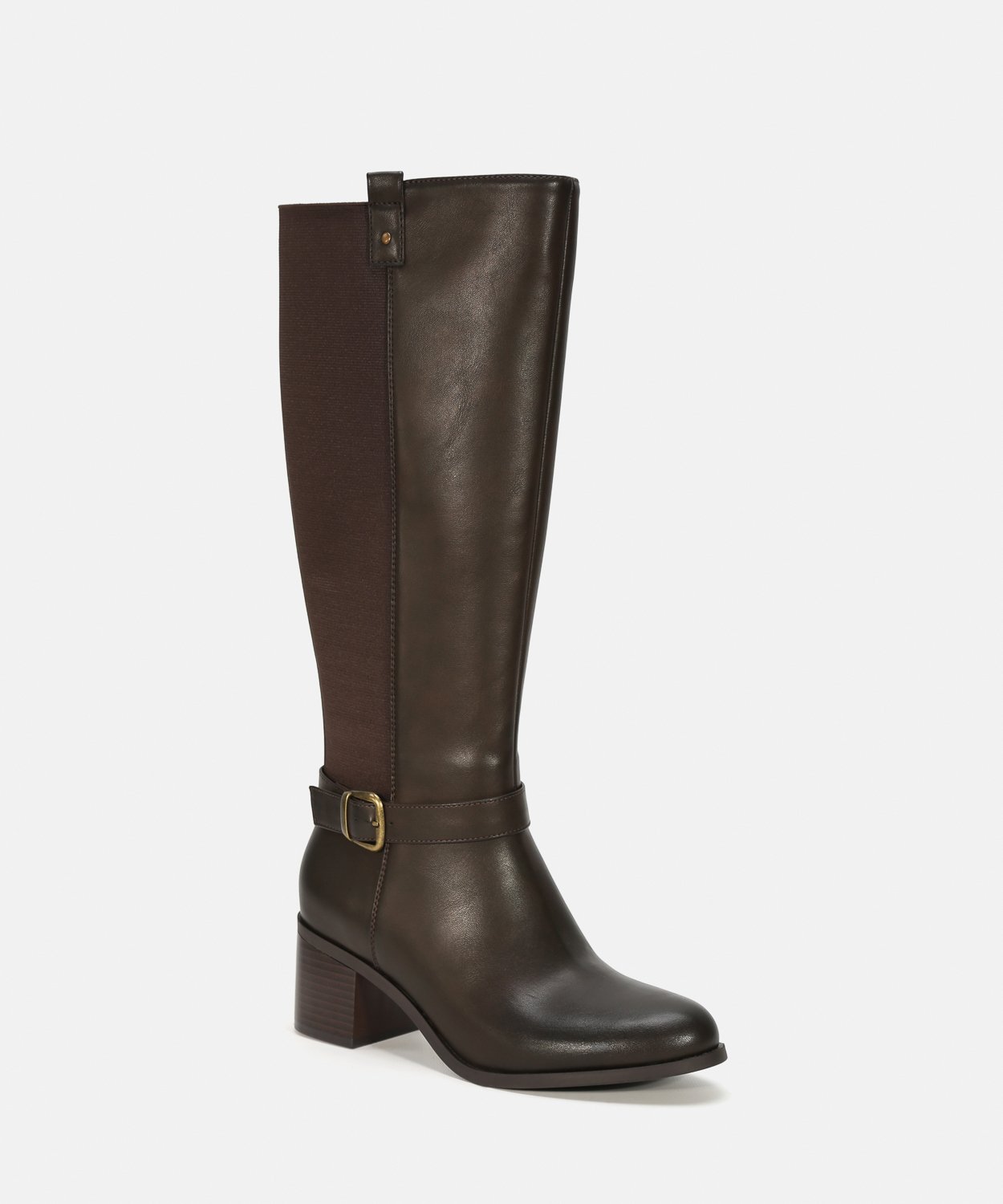 Botas altas castanhas salto fivela image number null